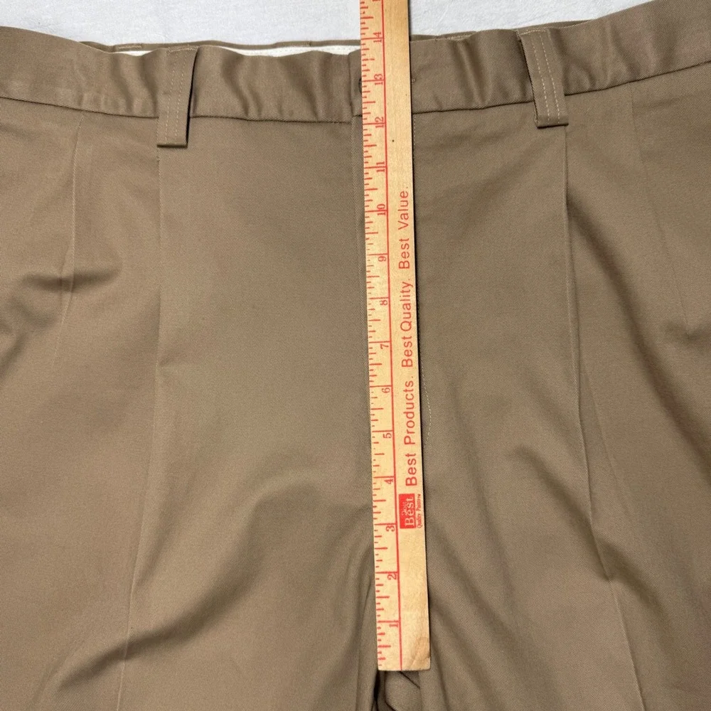 Oak Hall Men's Dress Pants 46x30 Pleated Front Classic Fit Khaki Cotton Stretch